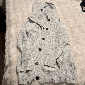 SHEIN Speckled Gray Hooded Cardigan